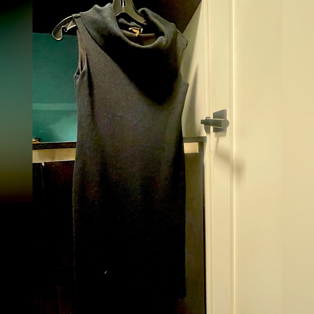 Black dress - stretchable with lining. Sleeveless and cowl neck. Versatile.
